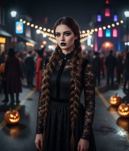 a_woman_in_street_wearing_gothic_braid_queen_costume