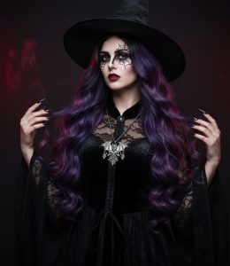 a_woman_wearing_long_wavy_russian_hair_extensions_with_dark_gothic_make_up