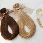 Hand tied weft and genius weft extensions side by side comparison for salon owners